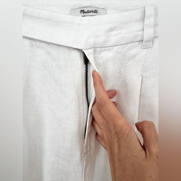 Madewell Harlow Wide-Leg Pant in 100% Linen Size 00 in Eyelet White - Picture 10 of 16